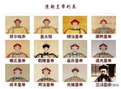 清朝12位皇帝高清画像,清朝皇帝画像大全合集
