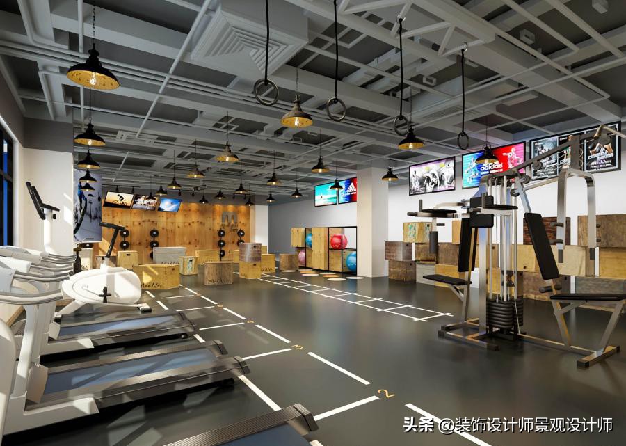 公司健身房设计效果图,书房健身房二合一设计效果图