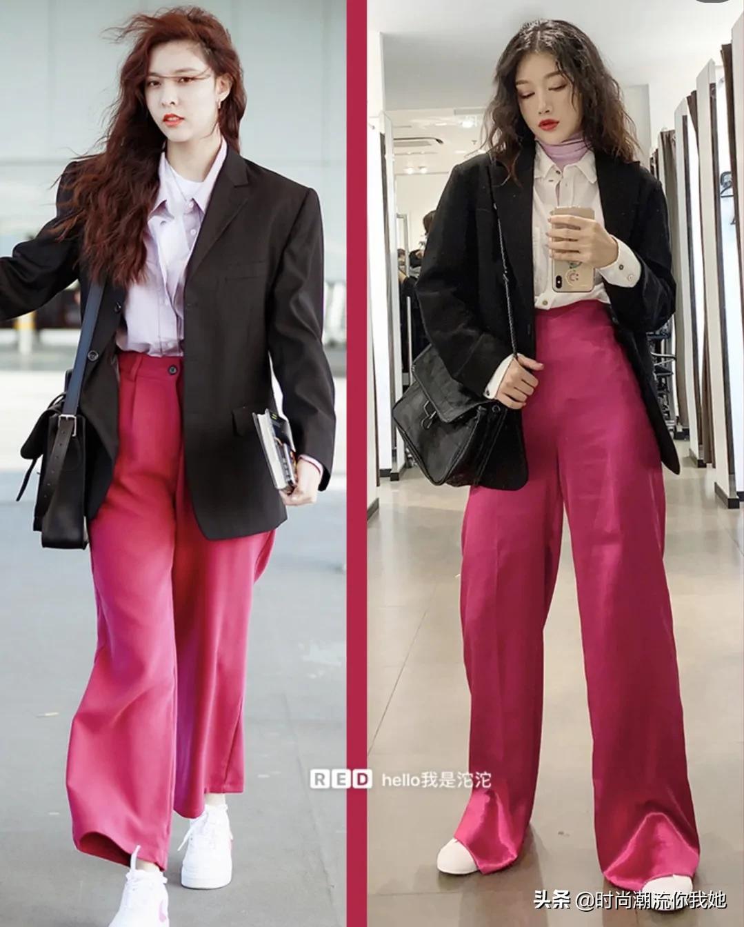 夏天穿马卡龙色系的长裤,马卡龙紫色裤子搭配