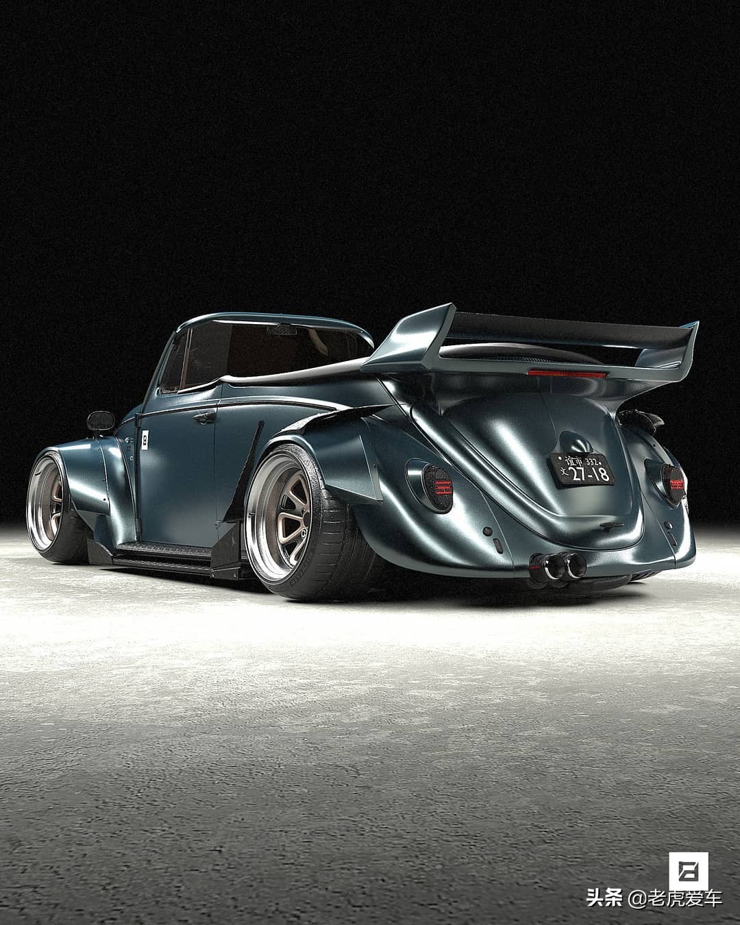 大众甲壳虫，RWB改装渲染，像极了保时捷911GT3