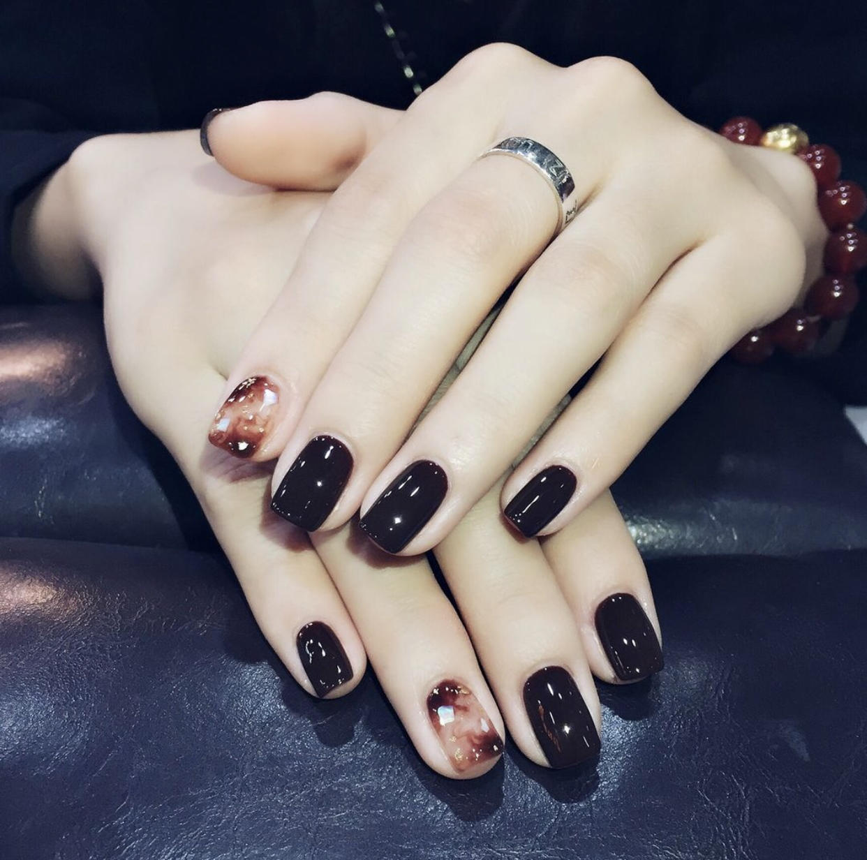 短款29号光疗晕染裸色贝壳美甲,贝壳美甲教程视频初学