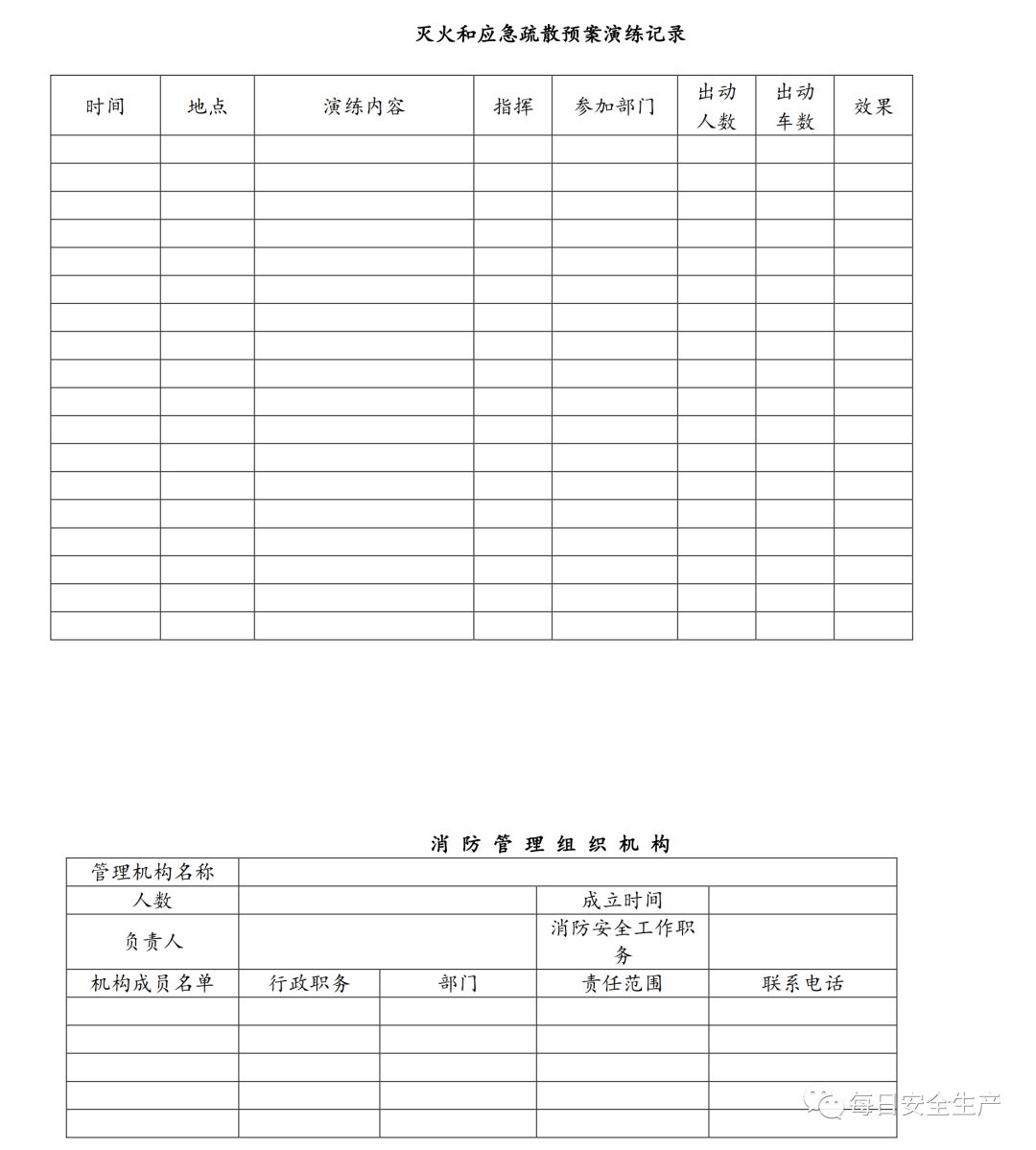2019版消防安全表格,消防安全培训记录表格