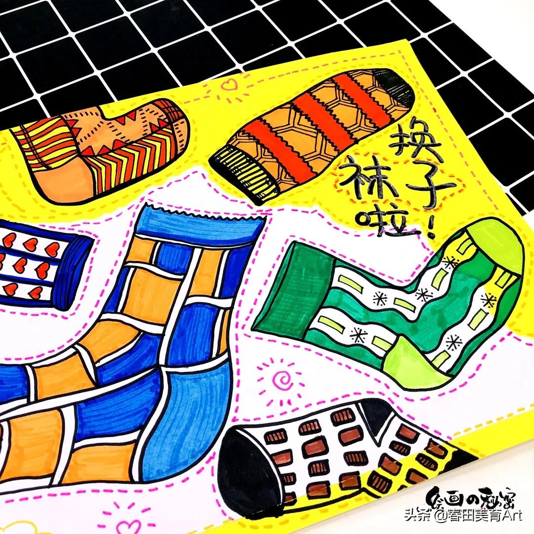 创意美术5-6岁课程袜子,少儿创意美术袜子