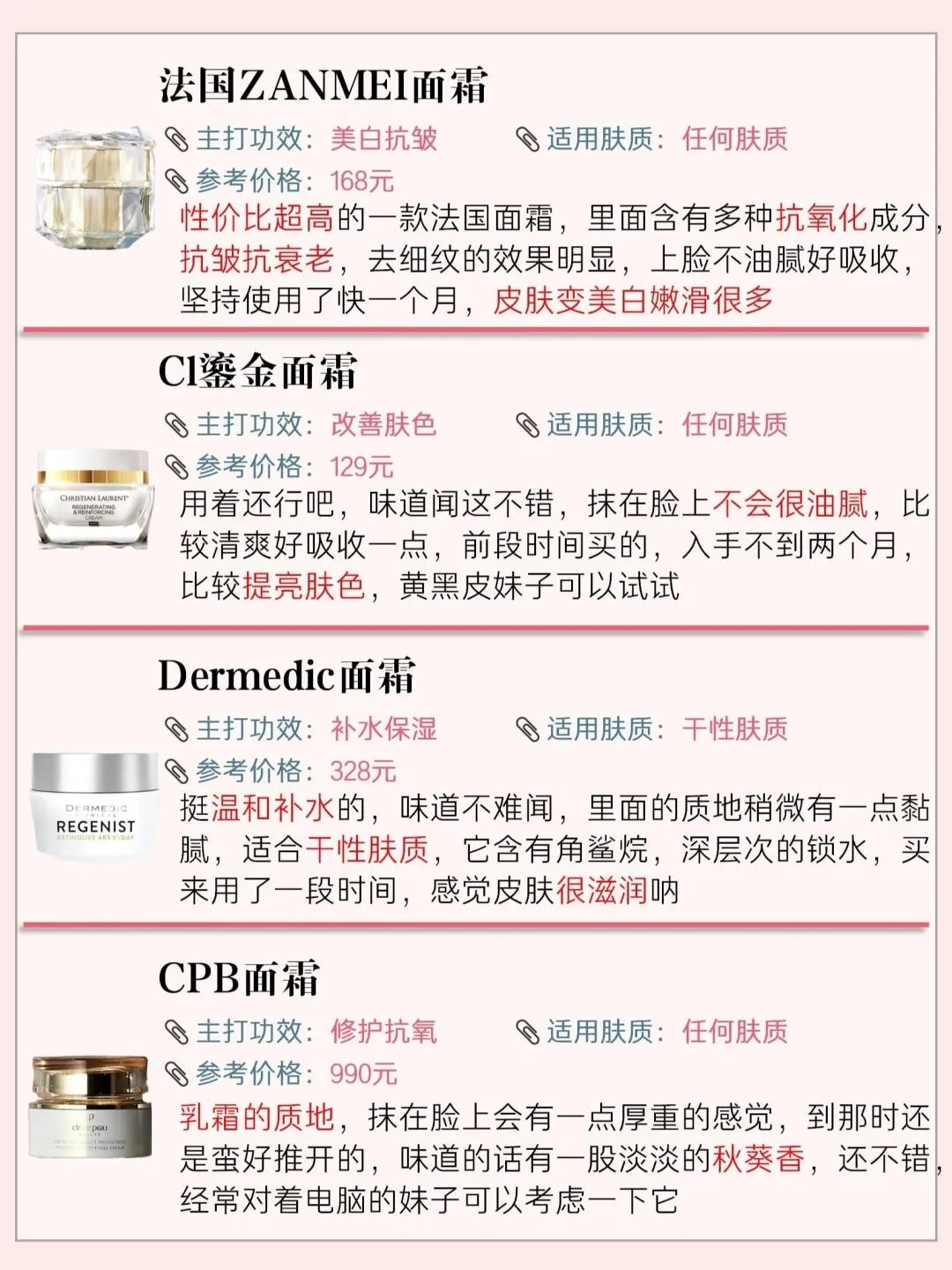 20款热门面霜测评,24岁大牌面霜