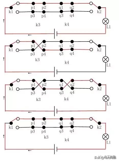 双控开关加单控开关线路图,双控三控开关实物布局图