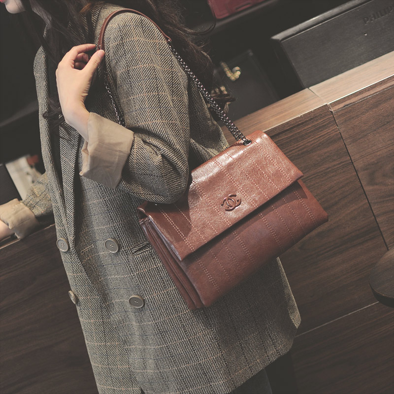 包包小众高级感ins风小方包,新款时尚百搭包包棕色