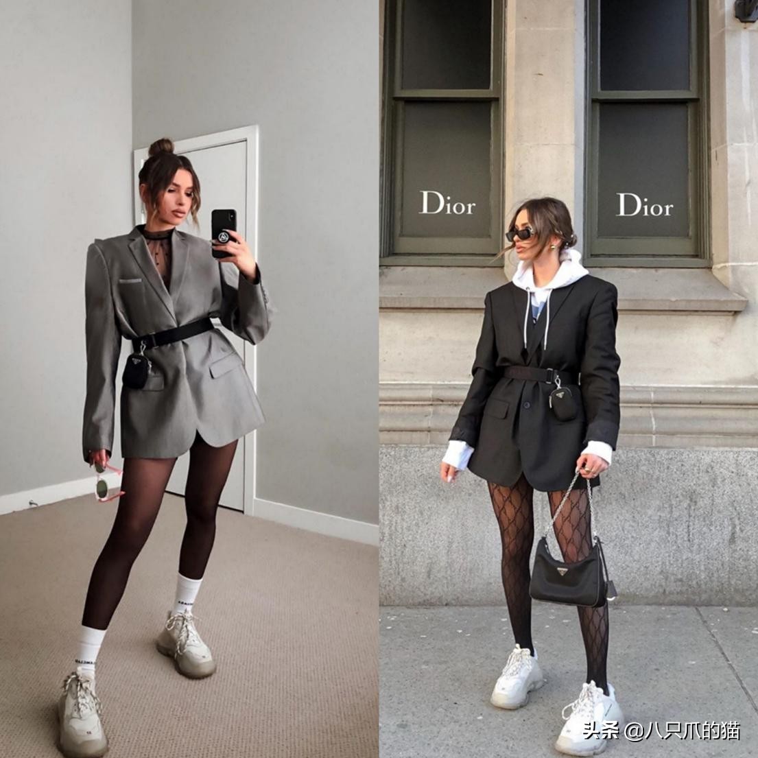 法式复古黑白鞋穿搭,复古英伦风深口米白色单鞋穿搭