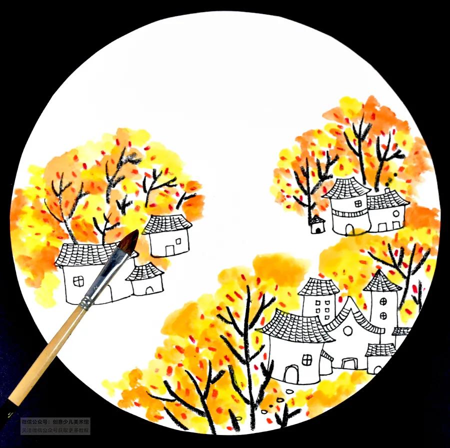 儿童画教程｜趣味色彩美术课程《万山红遍，层林尽染》