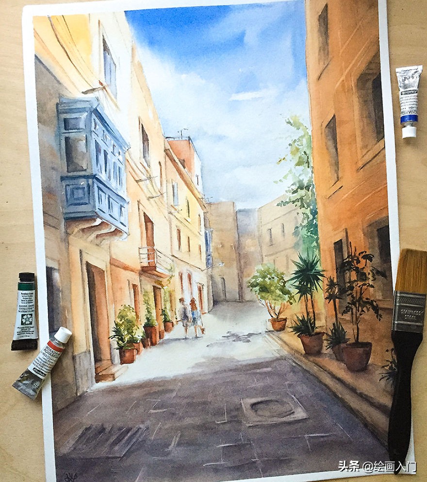 如何用画笔画出好看的图画,一幅优秀的水彩画创作过程欣赏