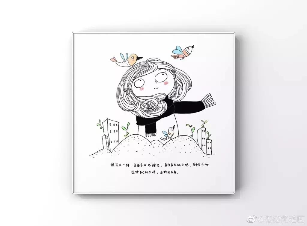 简单清新花卉的简笔画图片大全,唐老鸭简笔画可爱清新小女孩