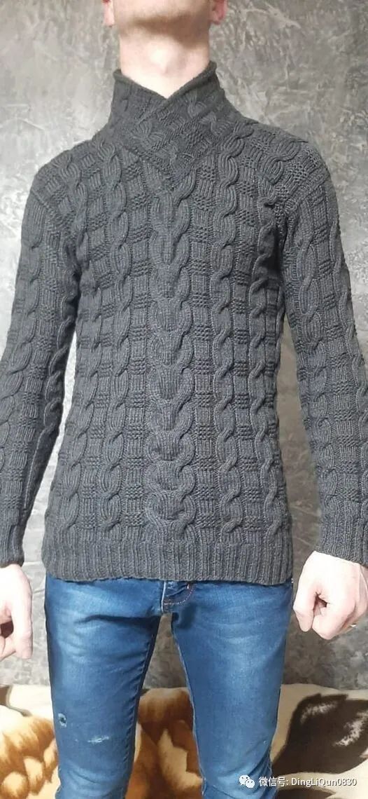 男士针织衫开衫秋冬款手工编织款,手工针织衫男款花样