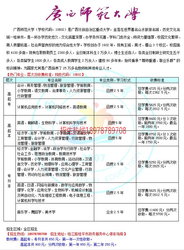 广西师范大学在线招生,广西师范大学南宁招生