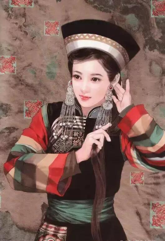 五十六个民族五十六枝花画,五十六个民族人物画高难度