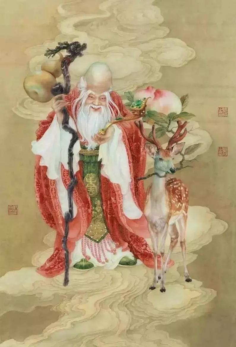 工笔人物老人画法,工笔寿星图多少钱
