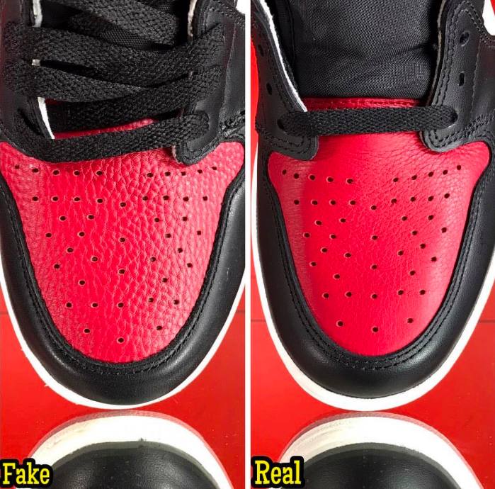 aj1mid芝加哥黑红脚趾真假鉴定方法,aj黑脚趾正品对比