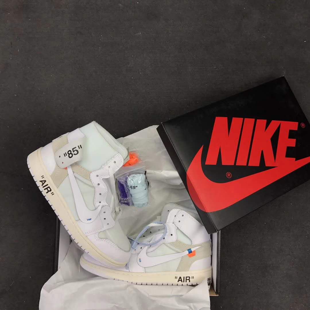 aj1联名offwhite纯白鞋头细节,nikeaj1低帮芝加哥红白黑测评