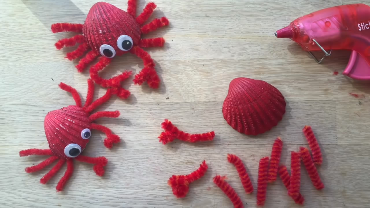 手工制作螃蟹壳diy,贝壳diy手工制作过程