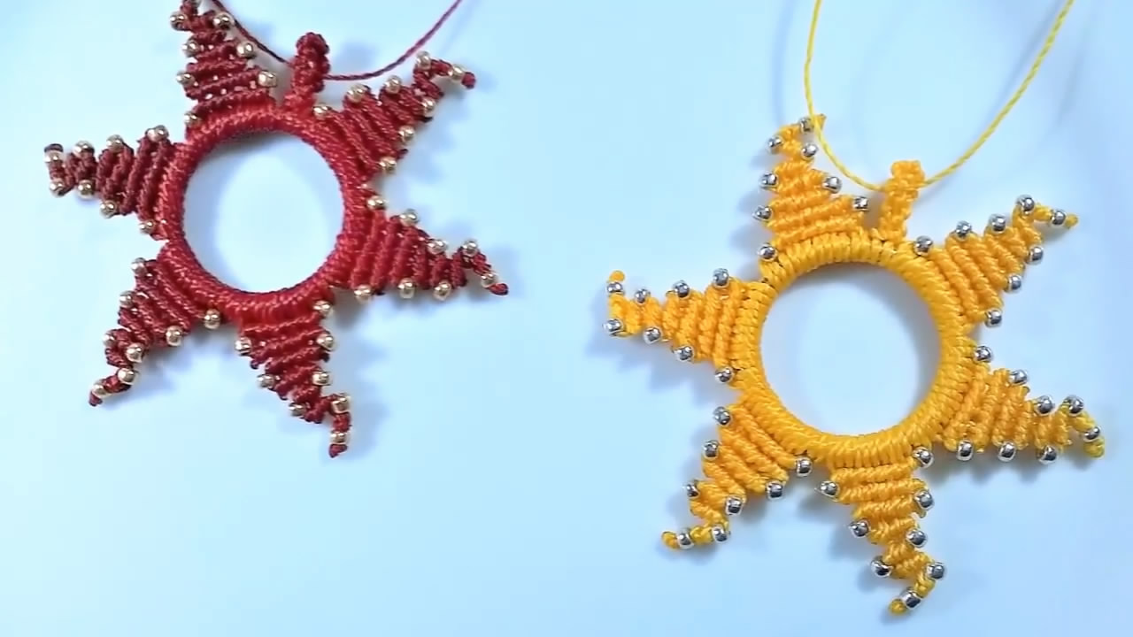 扁吊坠项链编织简单教程,手工编织太阳吊坠图解