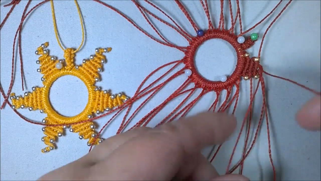 扁吊坠项链编织简单教程,手工编织太阳吊坠图解