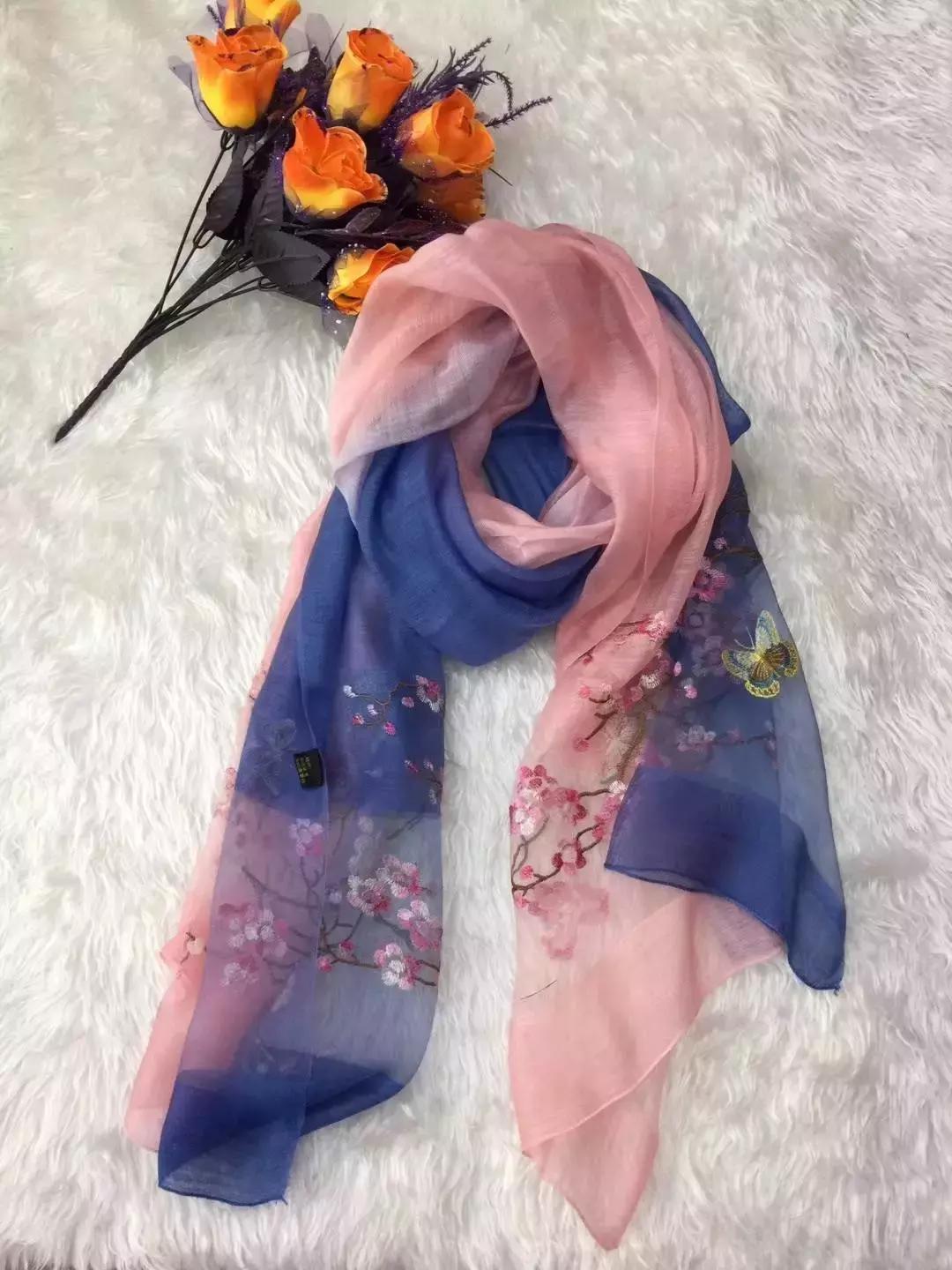 天丝刺绣丝巾,织围巾真丝