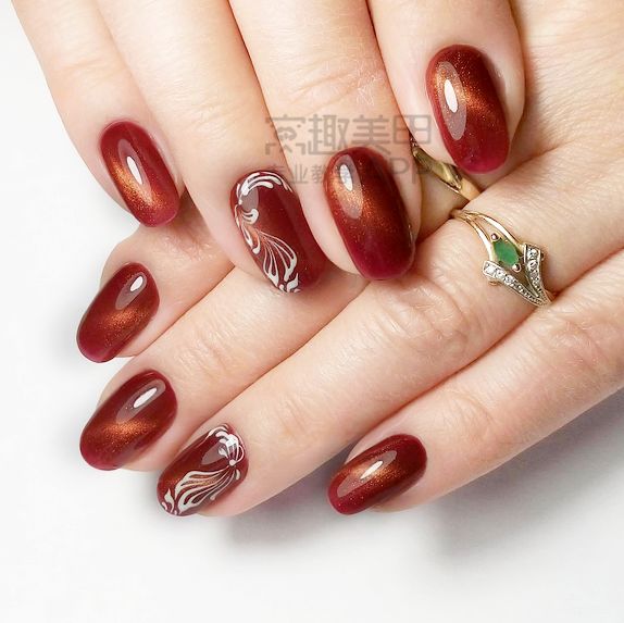 脏橘色美甲,one推荐美甲