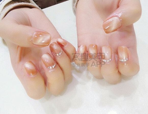 脏橘色美甲,one推荐美甲