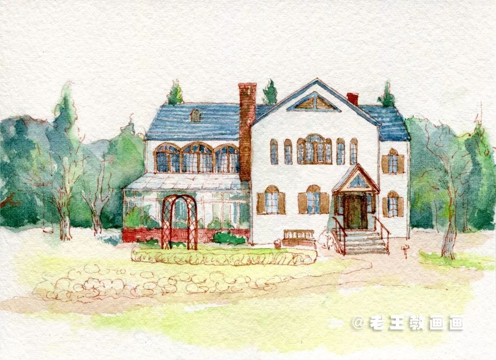 油画棒风景画简单初学者小清新,procreate小清新风景画