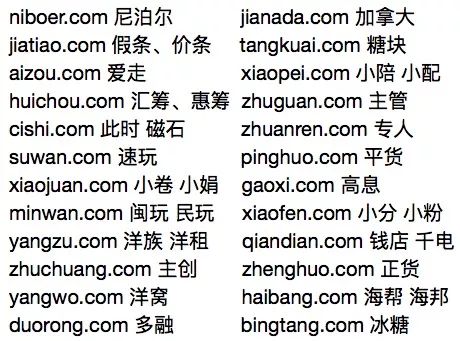 四声sjyh.cn近10万一口价交易；摆账网23万元收购品牌双拼