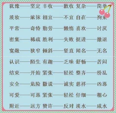 语文老师教你的500个近义词反义词,小学语文必考近义词反义词汇总