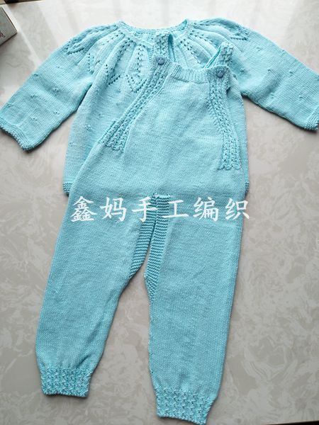 铜钱花背带裤,简单大方铜钱花宝宝开裆裤编织