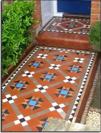庭院小路台阶铺装效果图,马赛克庭院铺装