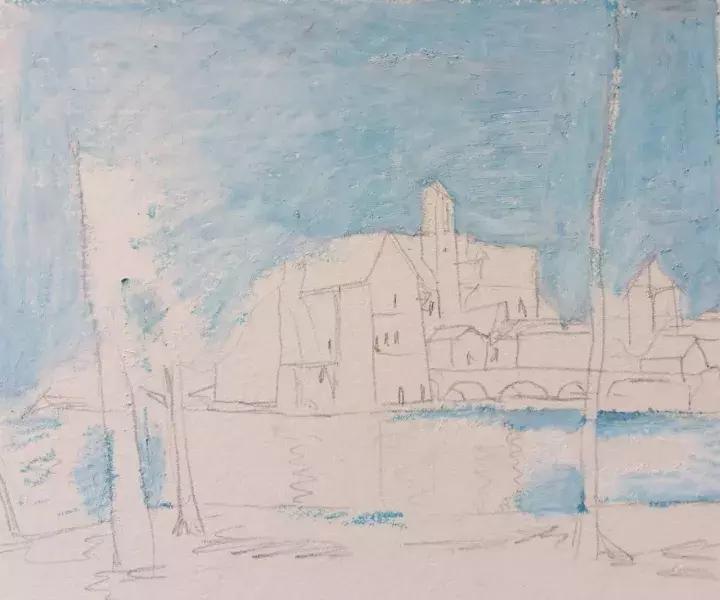 三分钟，教你用油画棒画一幅绝美风景画！