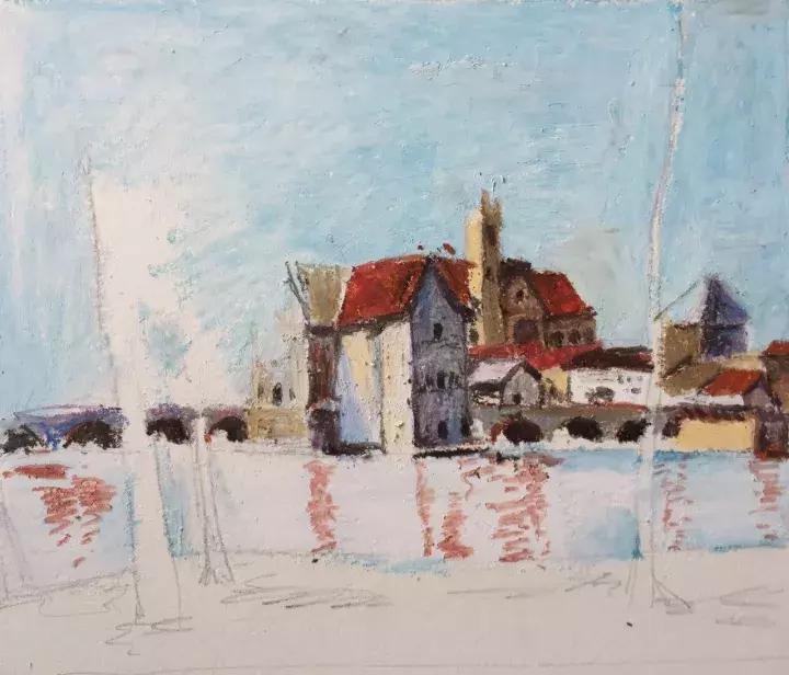 三分钟，教你用油画棒画一幅绝美风景画！