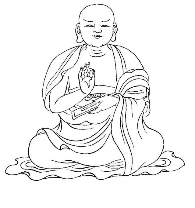 罗汉白描画稿,小写意罗汉图白描