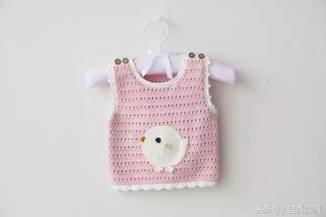 钩婴儿背心双色,0-6个月婴儿背心钩织教程