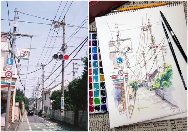 简单清新水彩画日漫,日本水彩风景画教程
