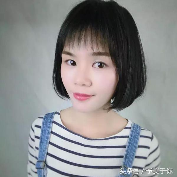 直发波波头短发烫发,头包脸短发扎发发型