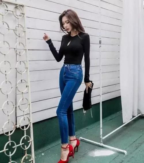 高腰阔腿裤牛仔裤显瘦显高有气质,最美牛仔裤女穿搭