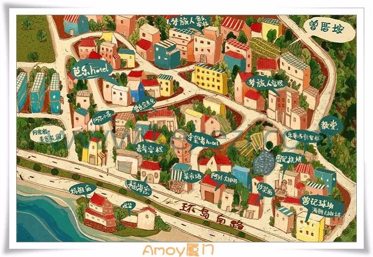 厦门旅游地图手绘简图,厦门集美手绘地图