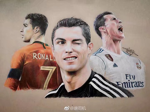 手绘C罗肖像方法,特别简单的素描c罗很适合做头像