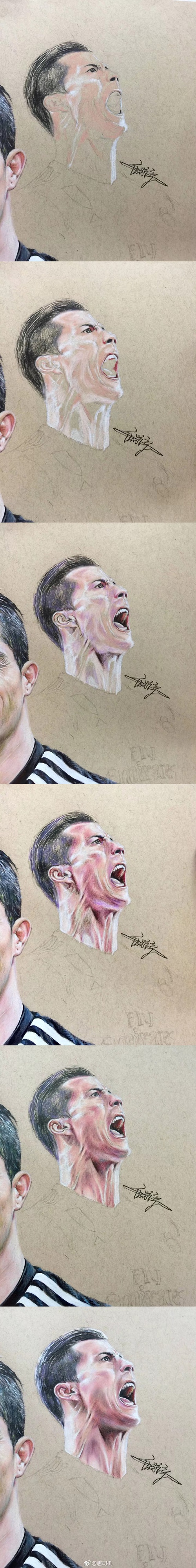手绘C罗肖像方法,特别简单的素描c罗很适合做头像