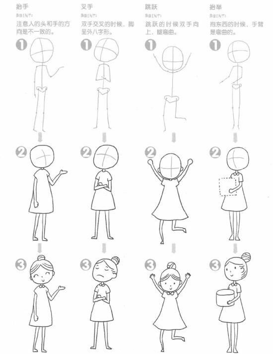 q版人物萌图少女可爱简笔画古风,人物简笔画卡通可爱的女孩迪士尼