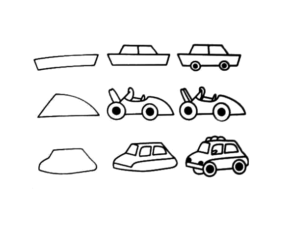 简简单单画小汽车简笔画教程,小朋友们画的小汽车