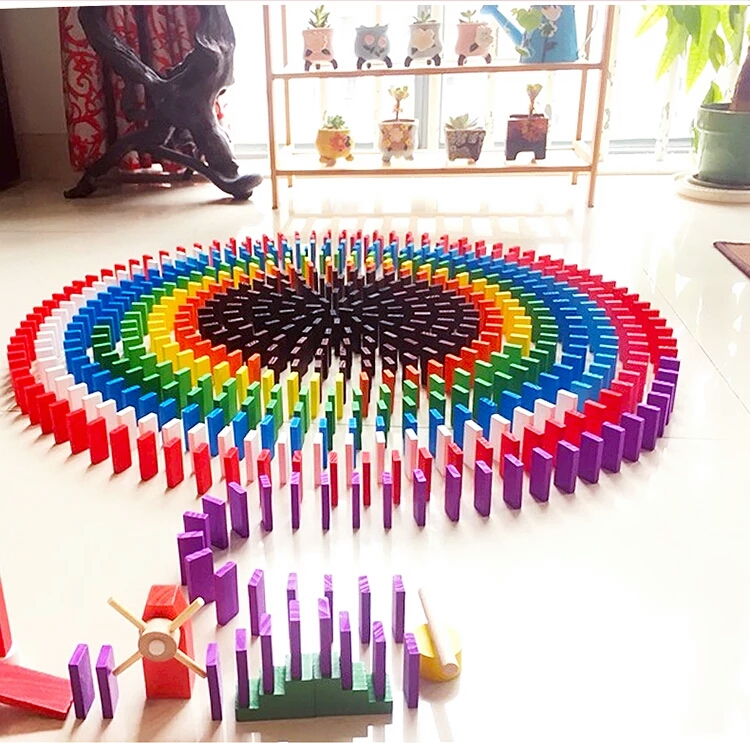 多米诺骨牌积木拼装图,多米诺骨牌和积木花式摆法