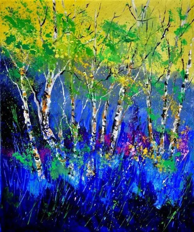 诗意油彩让人沉醉的蓝色矢车菊