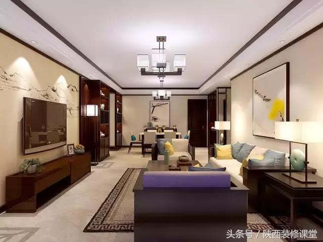 中式无主灯客厅吊顶效果图,80平客厅法式吊顶