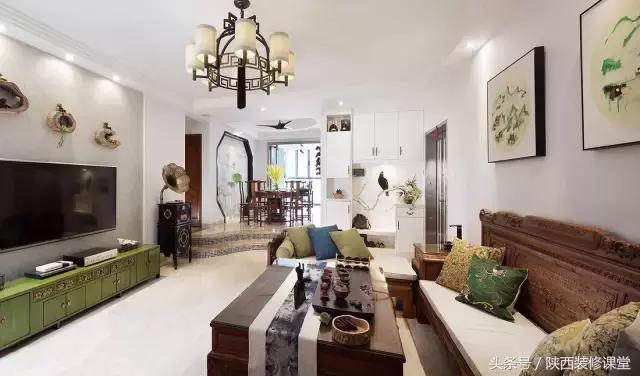 中式无主灯客厅吊顶效果图,80平客厅法式吊顶