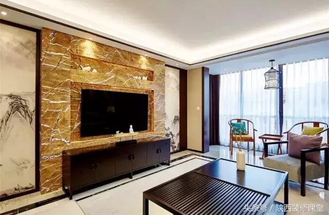 中式无主灯客厅吊顶效果图,80平客厅法式吊顶