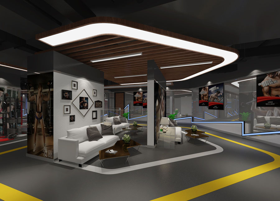 健身会所健身房设计案例效果图