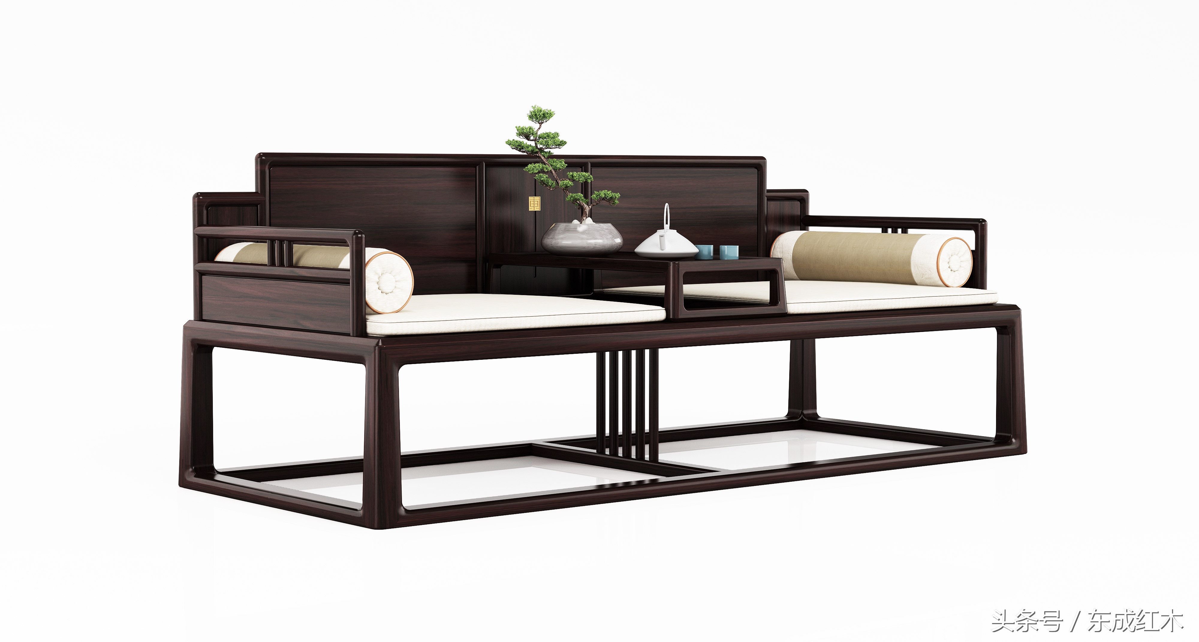 东成红木家装,红木风格新中式卧室装修